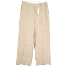 Vince Women's Linen Blend Stretch Wide Leg Beige Trouser Pants Size 14 NWT 395