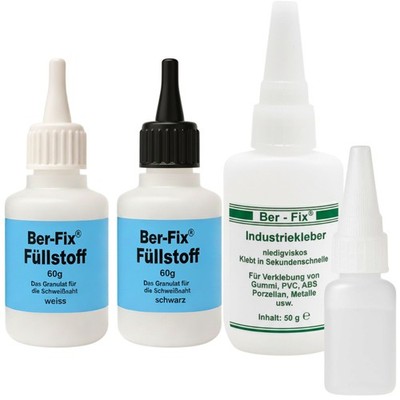 Ber-Fix Füllstoff Set Industriekleber Sekundenkleber + Granulat PVC Holz Metall