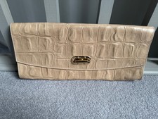 L. K. Bennett beige leather clutch bag