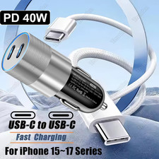 40W Fast Car Charger Adapter USB C Type C Cable For i Phone Air 17 16 15 Samsung