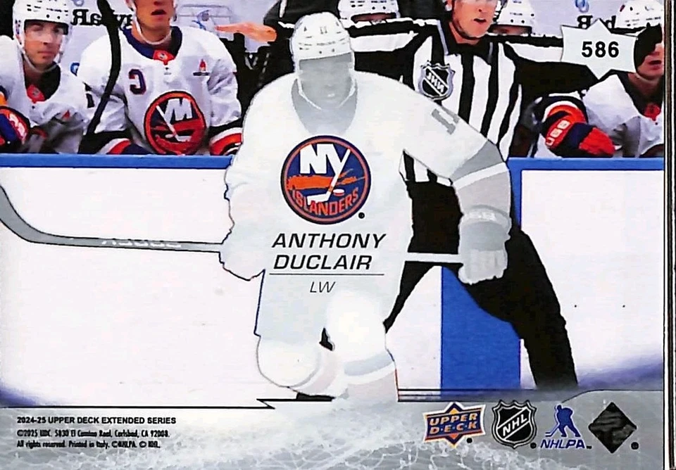 2024-25 Upper Deck Extended Clear Cut Anthony Duclair #586 NY Islanders - Image 3 of 4