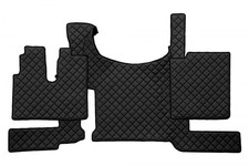 Schwarz Eco Leder Fußmatten + Motorabdeckung für Mann Tgx 2021 + W / Adr Boden