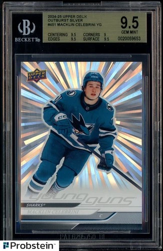 2024 Upper Deck Hockey Young Guns Outburst Silver Macklin Celebrini RC BGS 9.5