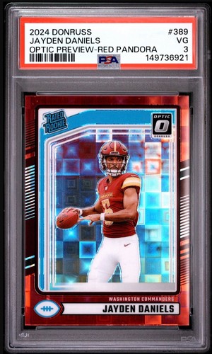 2024 Donruss Optic Preview Red Pandora Prizm Jayden Daniels #389 PSA 3 (RC) 🔥
