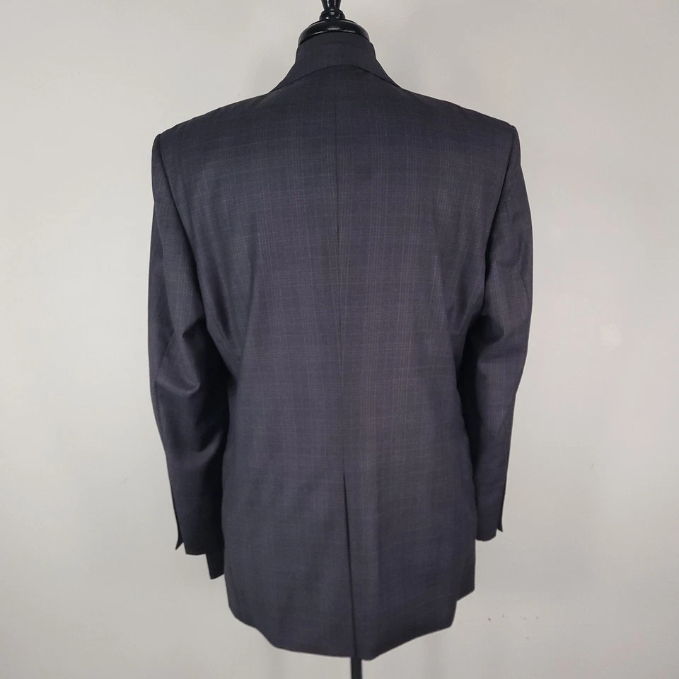 Jos A Bank Signature Gold Suit Mens 40R 34W Gray Plaid Wool 2pc Jacket Pants - Image 2 of 4