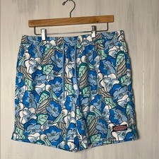 Vineyard Vines Men's Blue Floral Chappy Swim Trunks Drawstring Shorts Size L