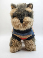 Plush Yorkie Dog Stuffed Animal Striped Sweater Toy Realistic Terrier 10" P2