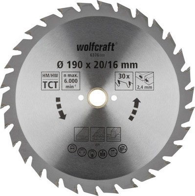 Wolfcraft Kreissägeblatt Bohrung Ø 190 Bohrung Ø 20 mm 20 Zähne  Sägeblätter &