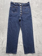 Levi's Premium Jeans Womens 30 Dark Wash Ribcage Straight Ankle Button Fly