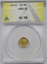1851 G$1 ANACS AU 58 Liberty Head Gold Dollar