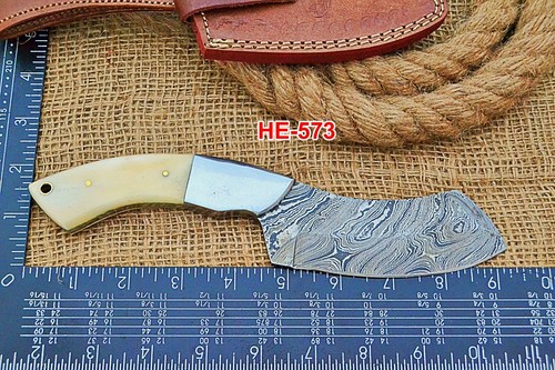 HUNTEX Handmade Damascus Blade, Camel Bone Handle, 230mm Fix Blade Cleaver Knife - Picture 9 of 10