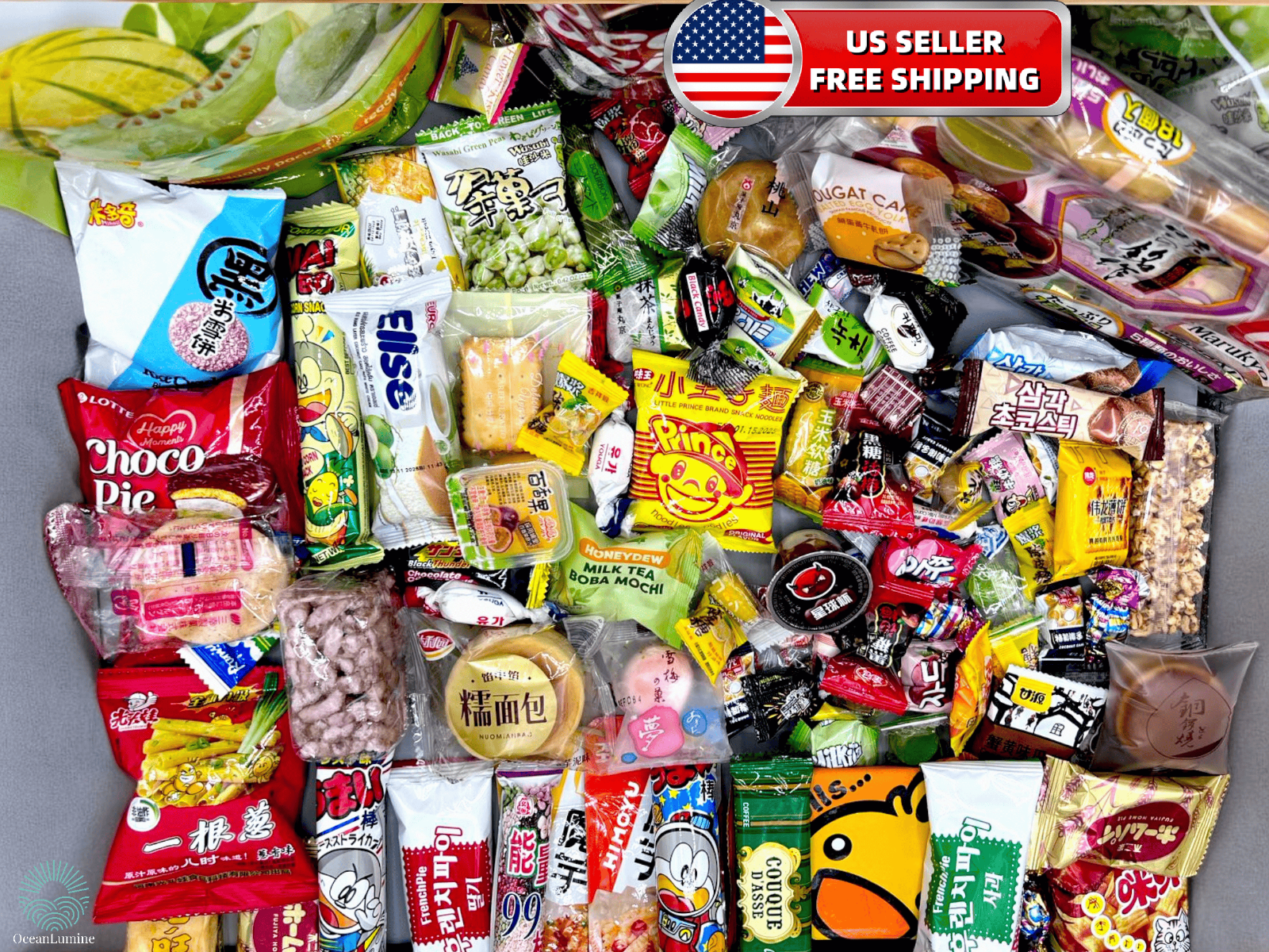 45 Piece Mix of Sweet & Savory Asian Snack Box Japanese Korean Chinese Fun Box