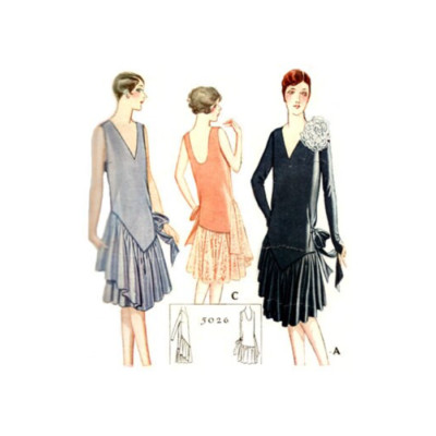 Past Patterns 5026 - Late 1920s Slip-On Dress with Dipped Pattern bust 36''