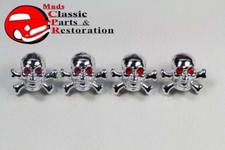 Chrome Skull Red Tire Air Valve Stem Caps Covers Hot Rat Street Rod Custom Truck Chrome Skull Red Tire Air Valve Stem Caps Covers Hot Rat Street Rod Custom Truck