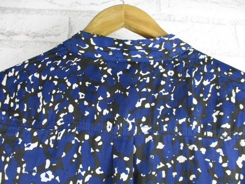 Jag womens top blouse blue black white leopard print 10 long sleeve - Picture 8 of 10