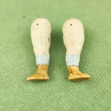 Antique dollhouse doll legs, porcelain, 2.26" / 57 mm, wire fixing, Germany