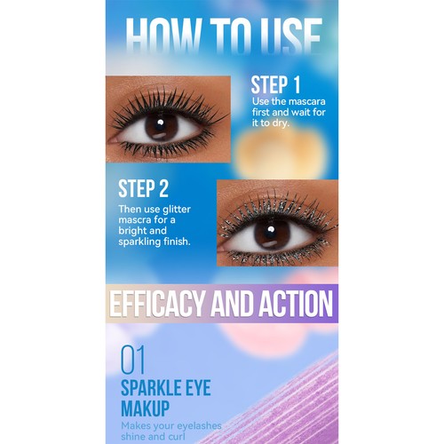 Women Girls Mascara Stage Performances Makeup Tool Waterproof Colorful Sparkly - 第 8/90 張圖片