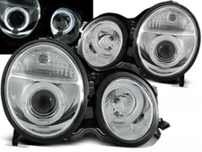 Scheinwerfer Paar für Mercedes E-Klasse W210 99-02 Angel Eyes Chrom
