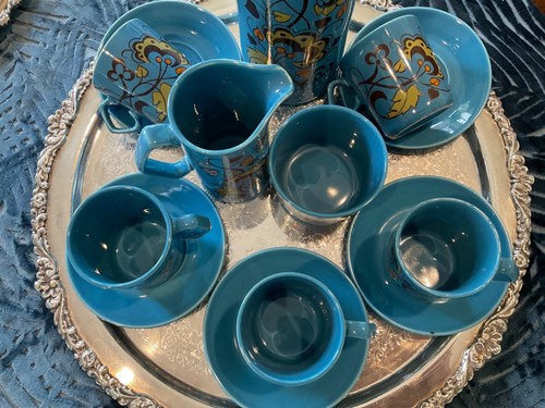 Retro vintage 1970’s Celtic Ceramics Ireland coffee set turquoise - Picture 3 of 9