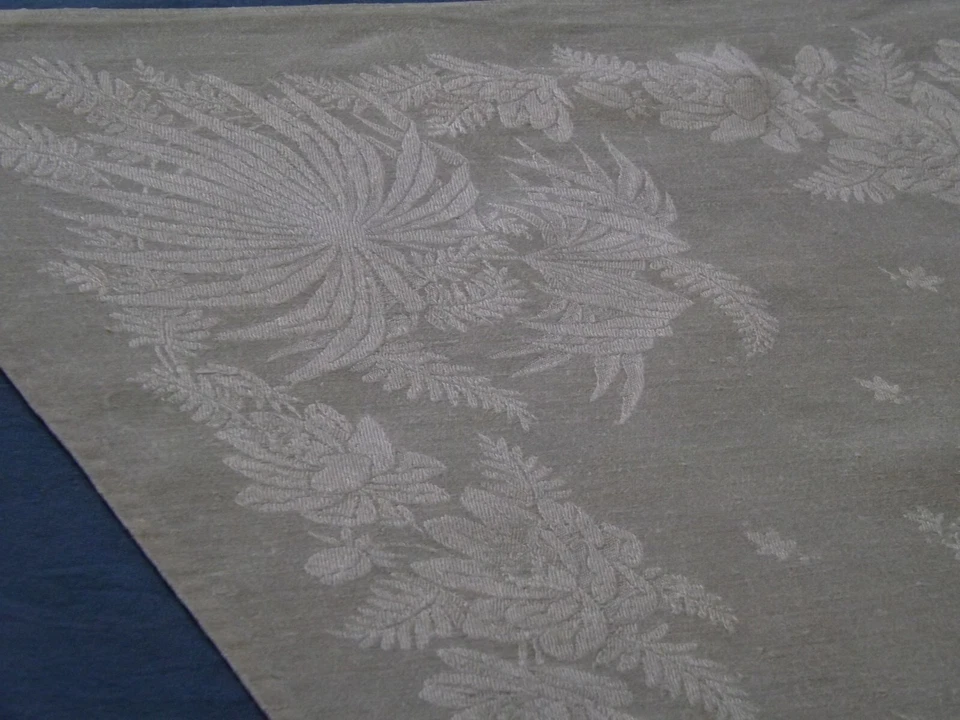 10 serviettes de table en damas de fil de lin , pas de monogramme, anciennes - Photo 4/4