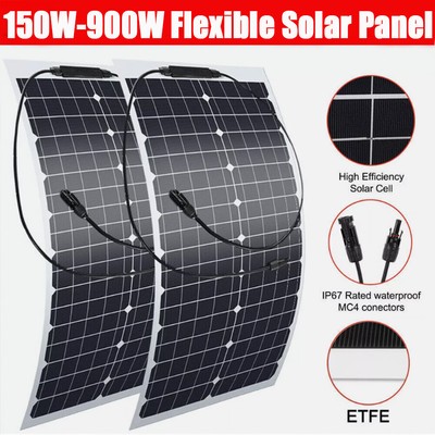 150-900W 12V Monocrystalline Solar Panel, High Efficiency, Waterproof for RV Car