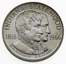 1966 SC 50c Indiana Statehood Sterling Medal By Heraldic Art Co.