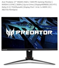Acer Predator XB273U  27" Monitor WQHD 2560x1440 144Hz IPS 5ms 400 Nit HDMI HDMI