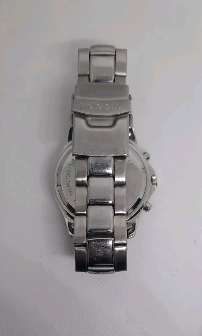 RARE & RUNNING! Fossil SPEEDWAY Silver Mens Watch w/Working