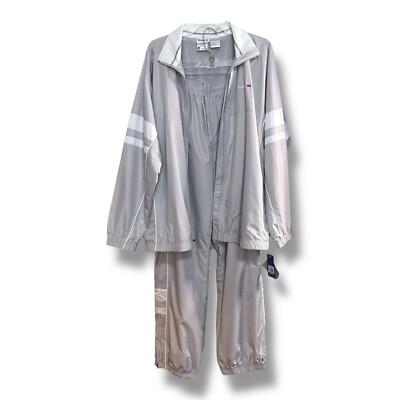 Men s Vintage Reebok Tracksuit Size Large Stone Gray and White Released 2001