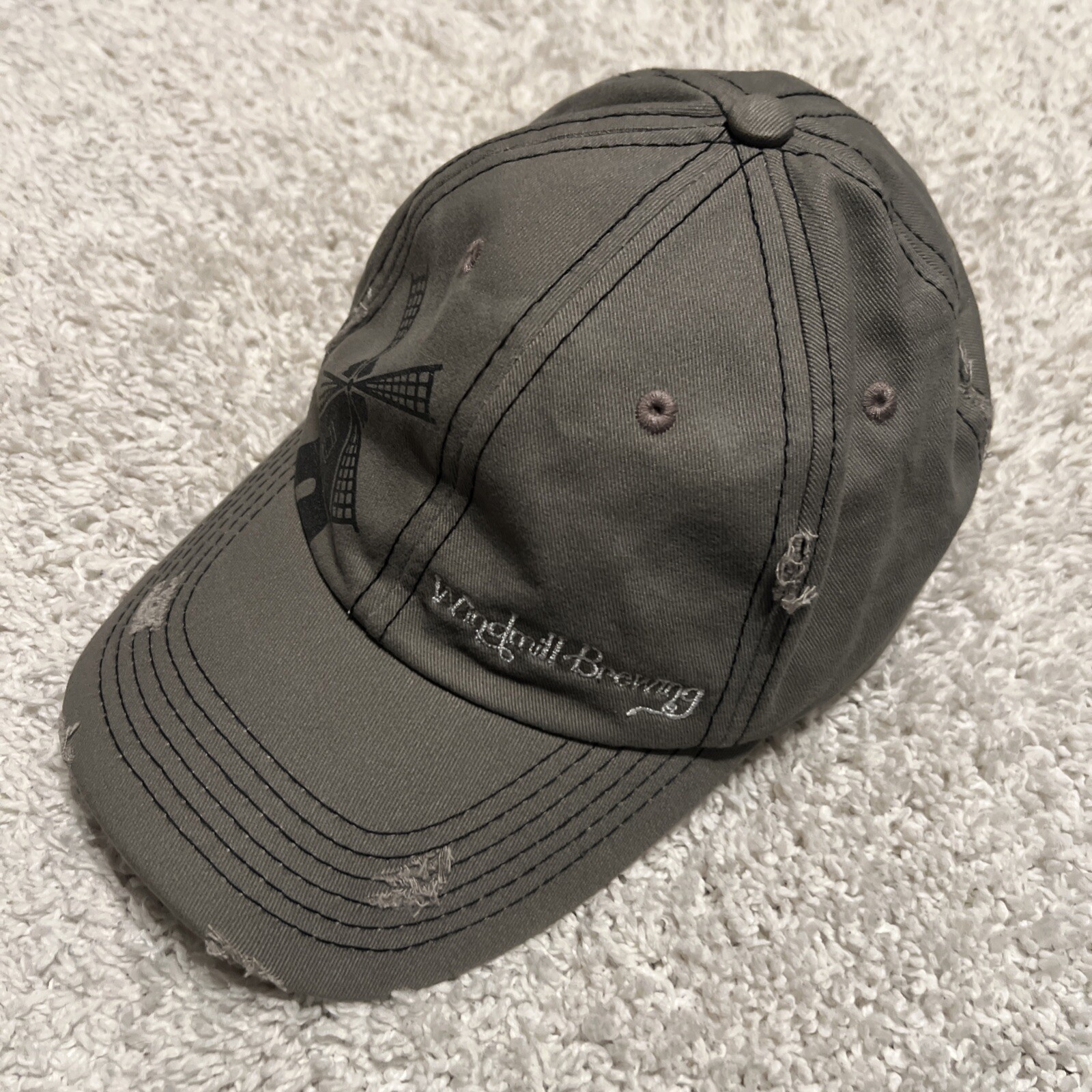Windmill Brewing Hat Cap Strap Back Gray Distress… - image 2