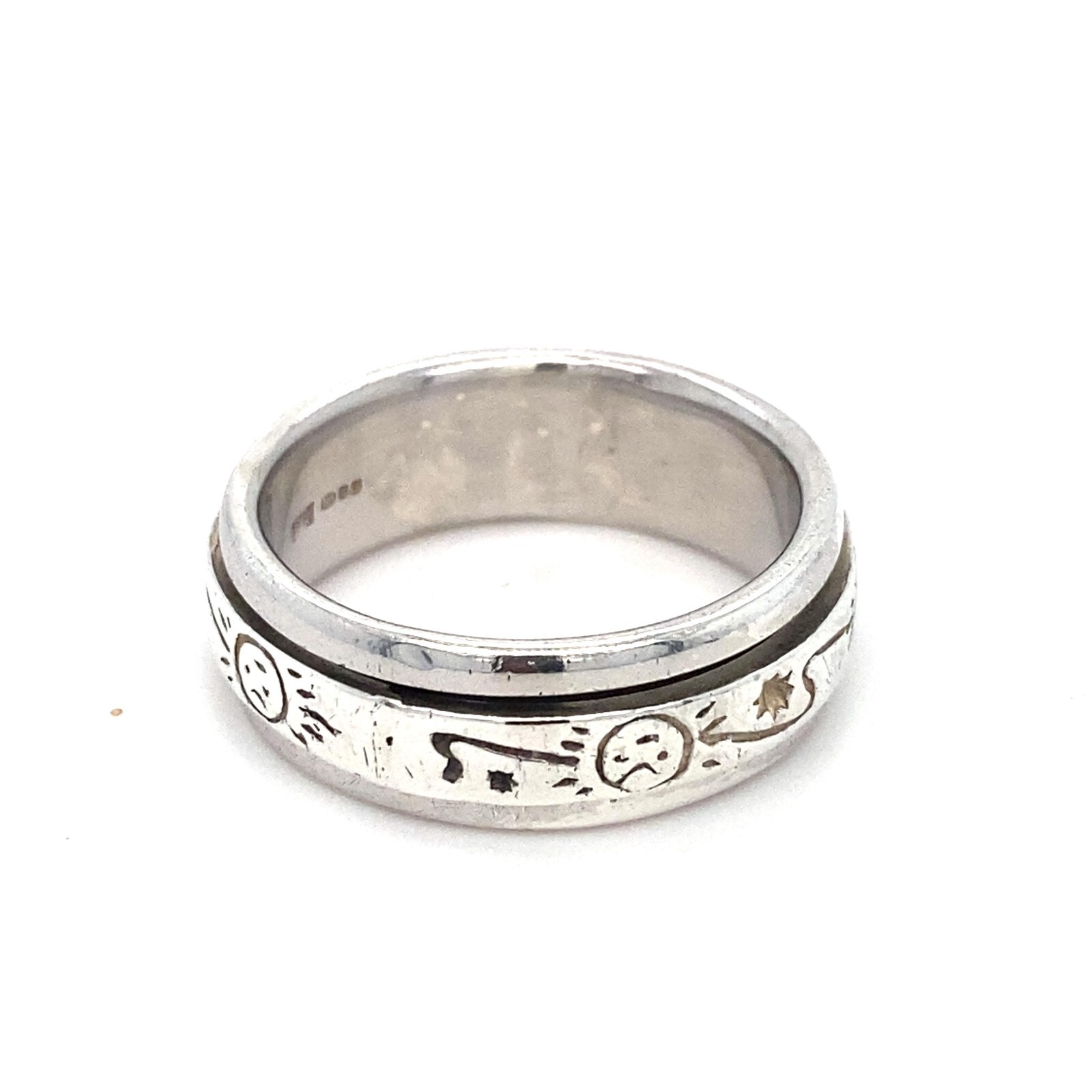 Solid Sterling 925 Silver Spinner Style Ring - image 1