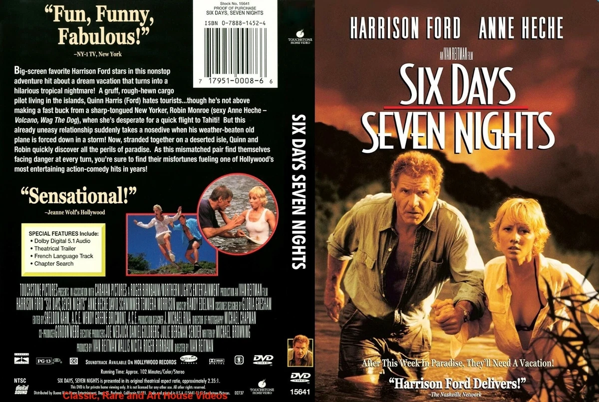 Six Days, Seven Nights ~ DVD ~ Harrison Ford, Anne Heche (1998)