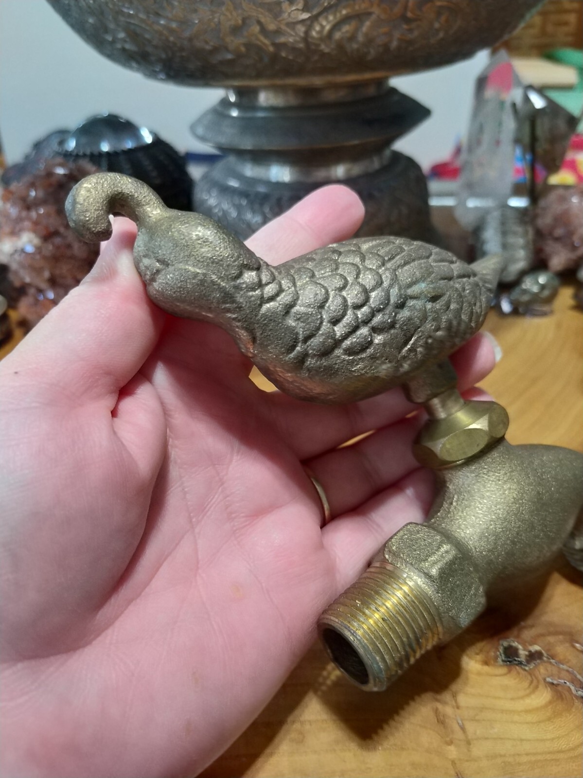 Vintage solid brass quail bird floral fauna garden hose spigot eBay