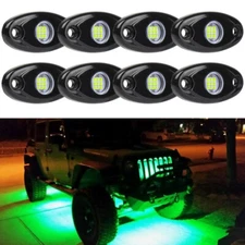 8X 9W Green LED Rock Trail Fender Under Glow Rig Light for Jeep Wrangler JK TJ