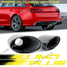 2.35" inlet Black Exhaust Tips RS LOOK For AUDI A3 A4 A5 A6 A7