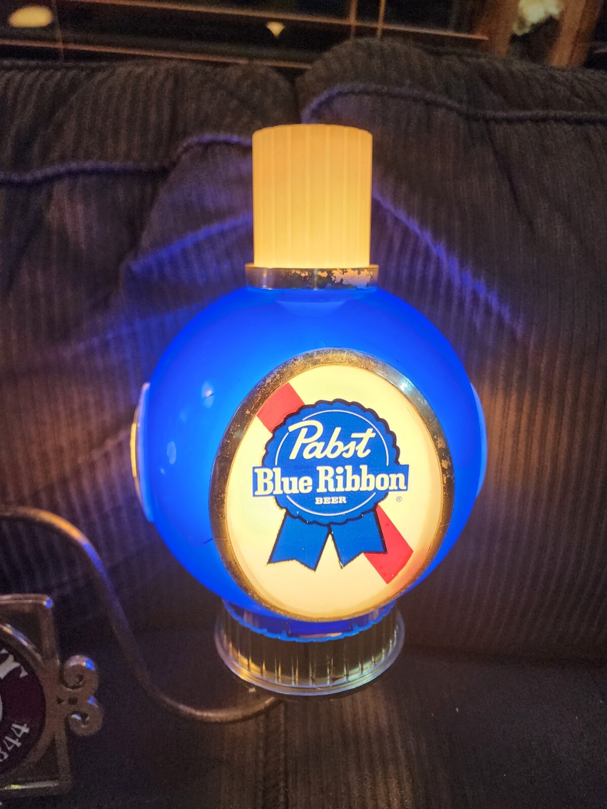 Vintage Pabst Blue Ribbon Beer Sign 2 Double Globe Hanging Swag Light