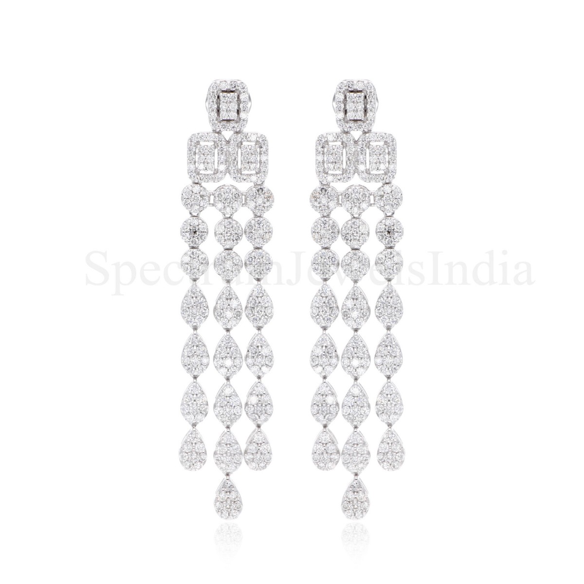 【HYERES LOR】24FW★ Essence Lab Diamond Earrings 10K 5.9 Ct Lab Grown CVD Diamond Chandelier Earrings 10k White