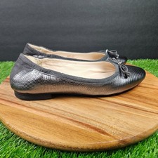 Cole Haan Ballet Flats Womens 7.5 B Silver Keira Slip On Bow Casual W26373