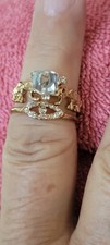 Gold Tone Elephant Wrap Ring Clear Cube/Rhine...