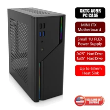 Mini ITX HTPC Desktop Case 5V ARGB Front Panel 4 USB Ports Supports 1U Power Sup