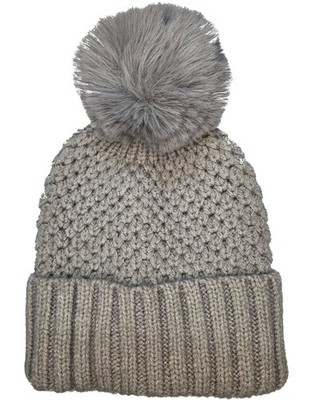 NORLA Canada Alpaca Wool Blend Winter Hand Knit Beanie Hat with Pompom OS NWT