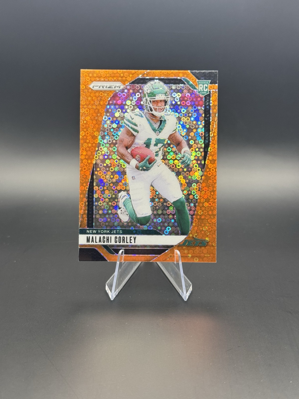 2024 Panini Prizm Malachi Corley RC Orange Disco Prizm #369 New York Jets
