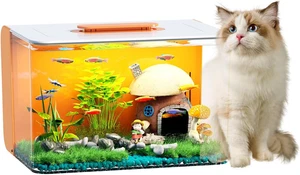 2.5 Gallon Fish Tank Small Aquarium Starter Kit with Hidden Filtration, 3 Color