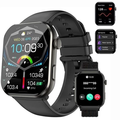 Smartwatch Herren mit Telefonfunktion LED-Leuchten Fitnessuhr IP68 Wasserdicht - Bild 1 von 4