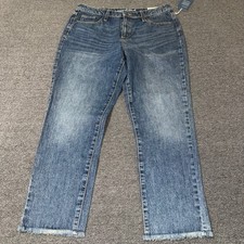 Universal Thread Womens High-Rise Straight Jeans Blue 10/30R Raw Hem 100 Cotton