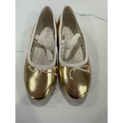 NEW Crewcuts Girls Sz 2 Gold Strappy Ballet Flats Elegant Metallic Finish - Picture 1 of 5