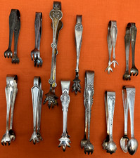 12 Pc Antique to Vintage Silverplated 3.25" - 6.75" Serving TONGS No Monograms
