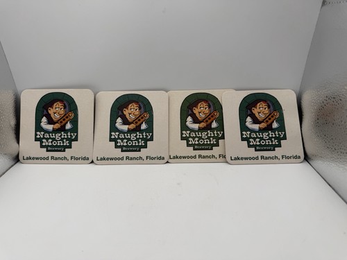 Lot of 4 Naughty Monk Brewery Lakewood Ranch Florida Beer Coasters Breweriana