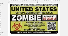 Usa Zombie Hunting Permit Sticker - Fun Hunting Lunch Box Gear Design 2