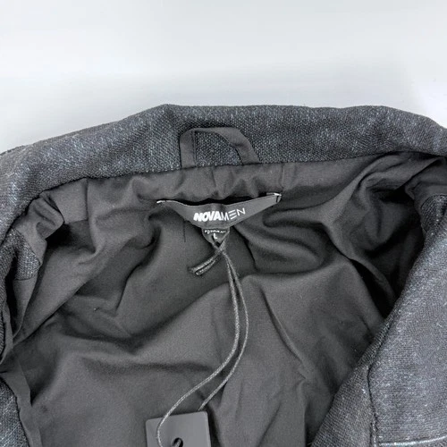 Novamen Tapestry Lion Jacket L Woven Graphic Black Denim Look Streetwear Shacket image 5